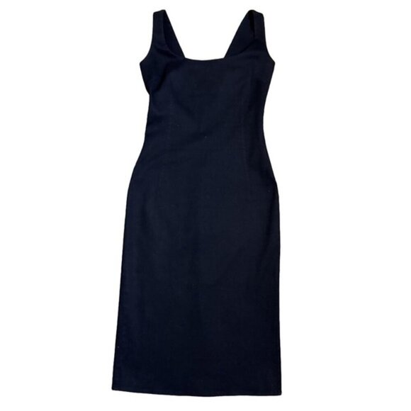 Dolce & Gabbana Black Stretch Midi Scoop Neck Sleeveless Sheath Dress 24/38 - Picture 4 of 12
